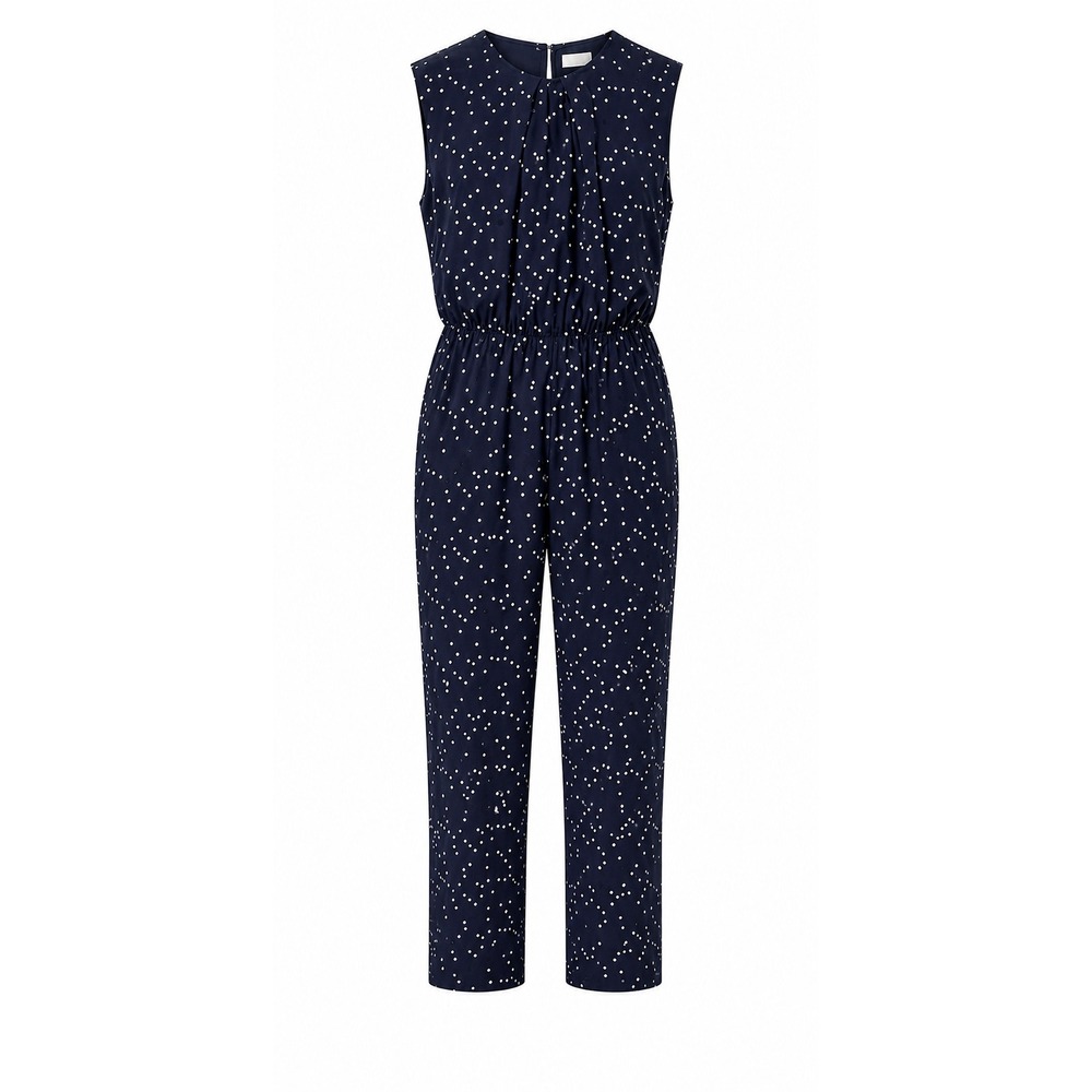 Reiss Liora Womens Size 4 Navy Polka Dot Sleeveless Jumpsuit‎ Chic Elegant